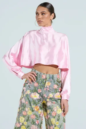 TALIA SATIN MOCK NECK BLOUSE
