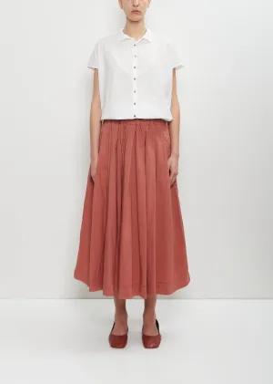 Tissue Cotton Pleated Long Skirt — Coral