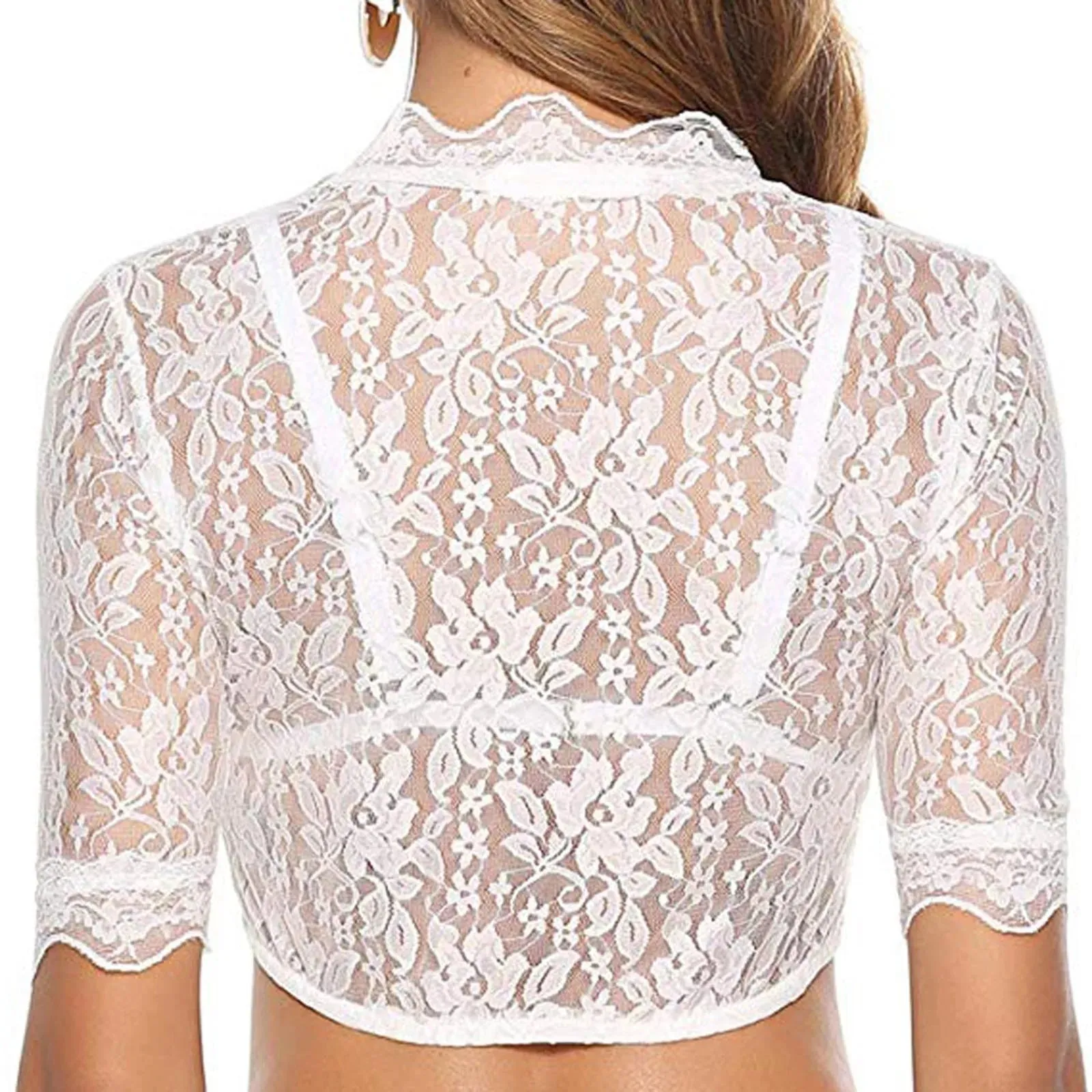 Tops Blouses Black Women's Blouse Lace Cutout Lingerie Corset Lingerie