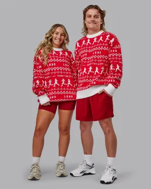 Unisex LSKD Christmas Knit Sweater - Cherry Red-Ivory