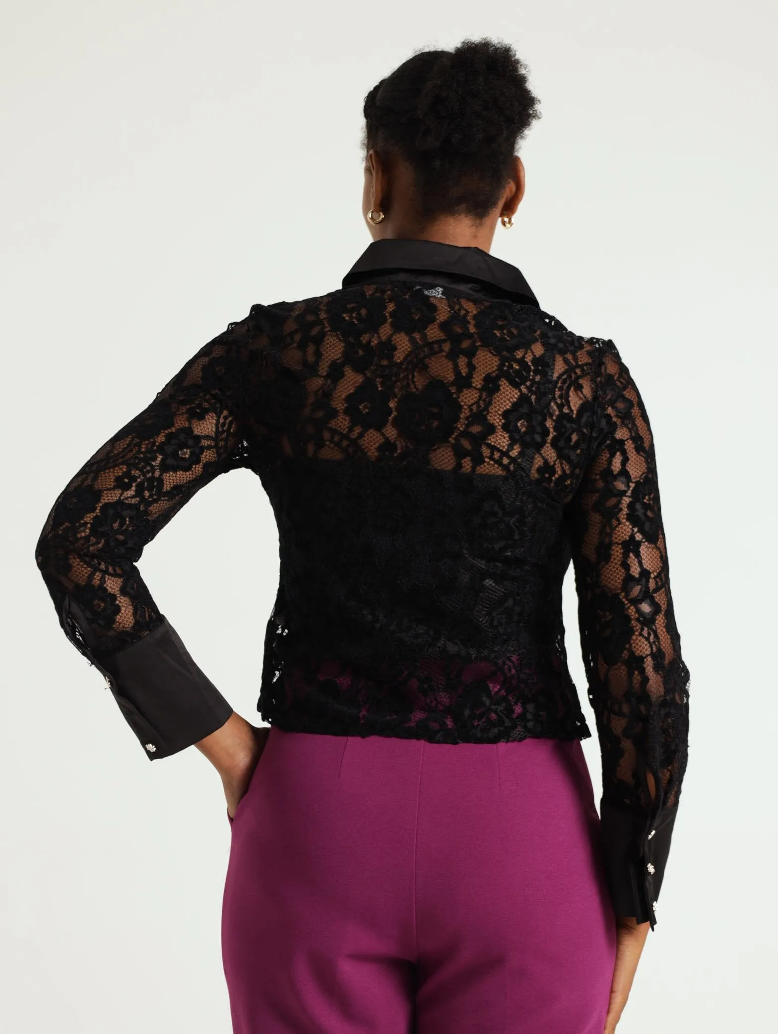 Velour Lace Shirt - Black