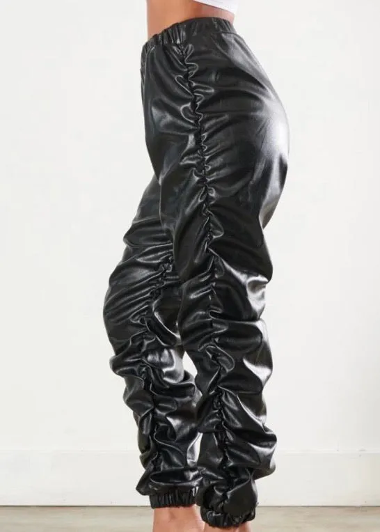 Vibrant Nikki Pu Pants (Black) P1929