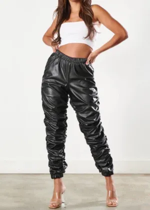 Vibrant Nikki Pu Pants (Black) P1929