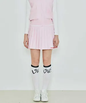 Vice Golf Atelier Women's Logo Waist Pleats Skirt  - Light Pink