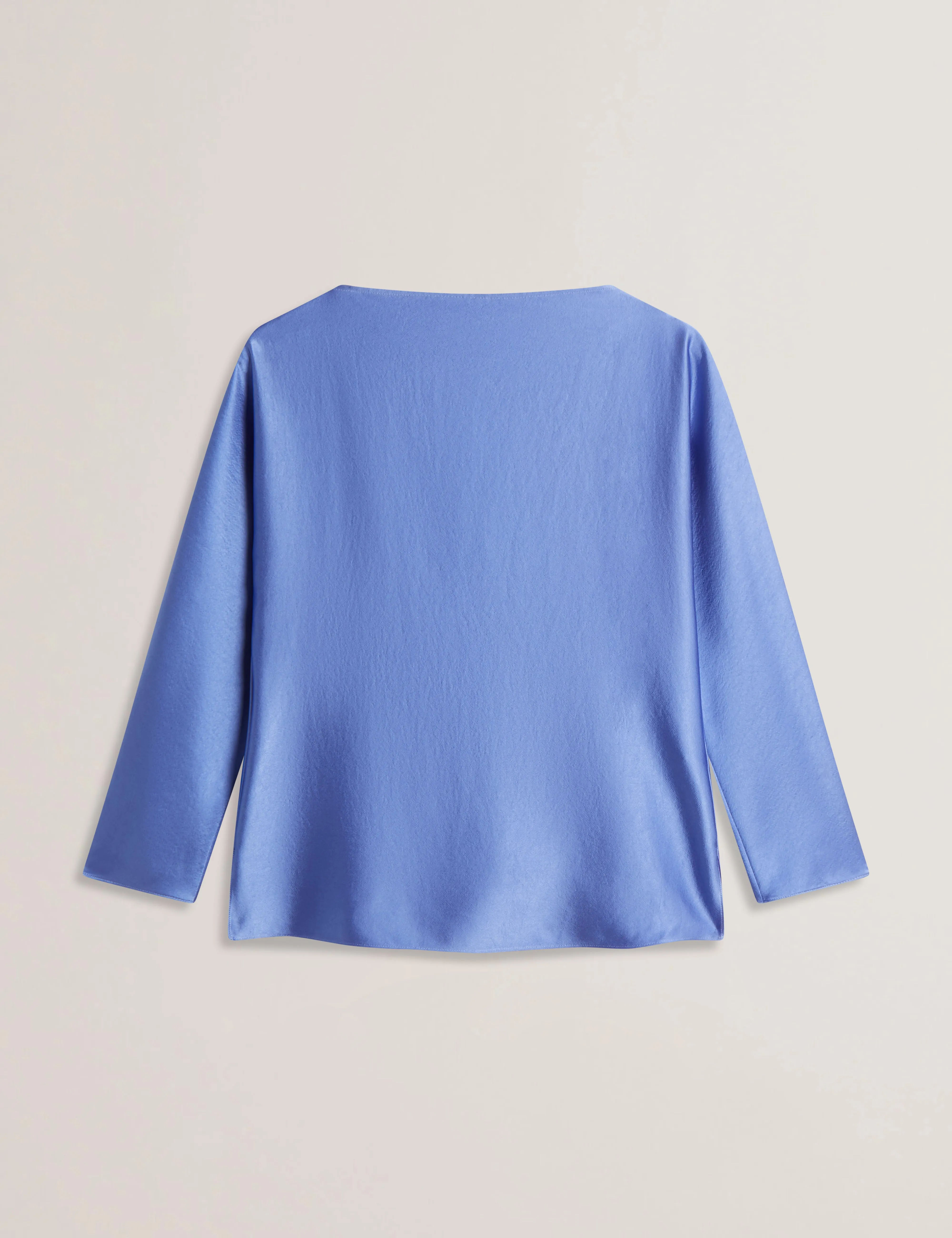 Vouga Slash Neck Satin Top Lt-Blue
