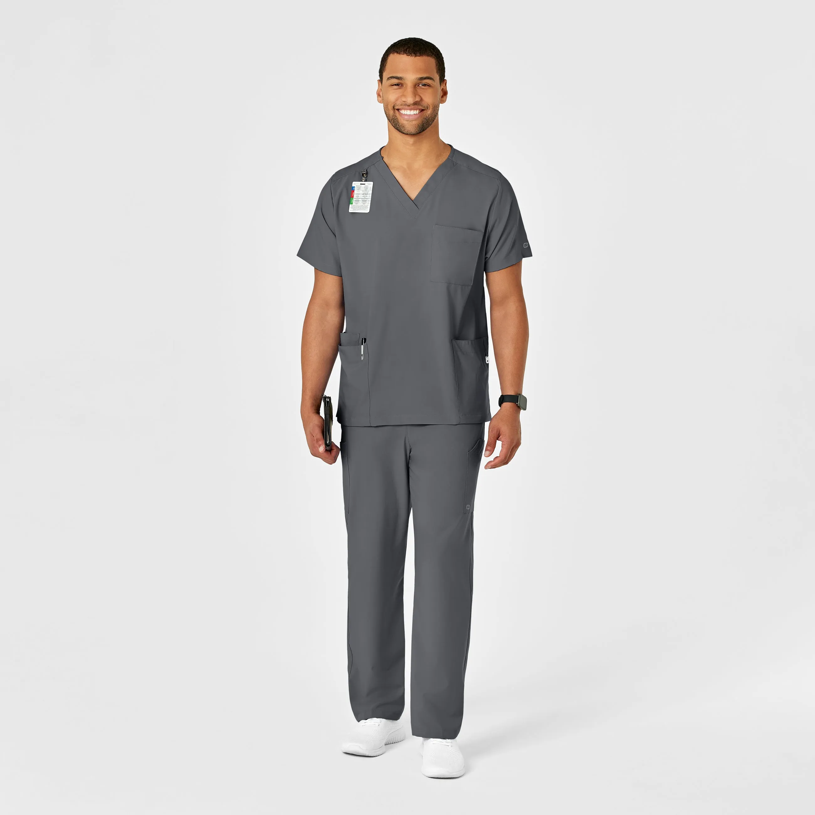 W123 5855 Unisex Multi-Cargo Scrub Pants Pewter