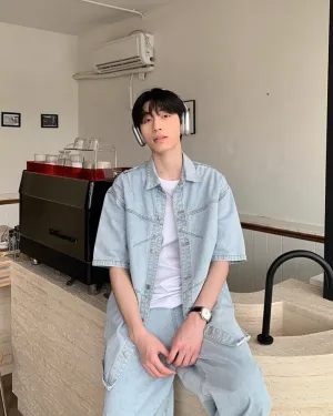 Washed Denim Shirt / Wide Denim Pants OYC0073