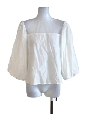 White Lace Dots Neck Blouse LB