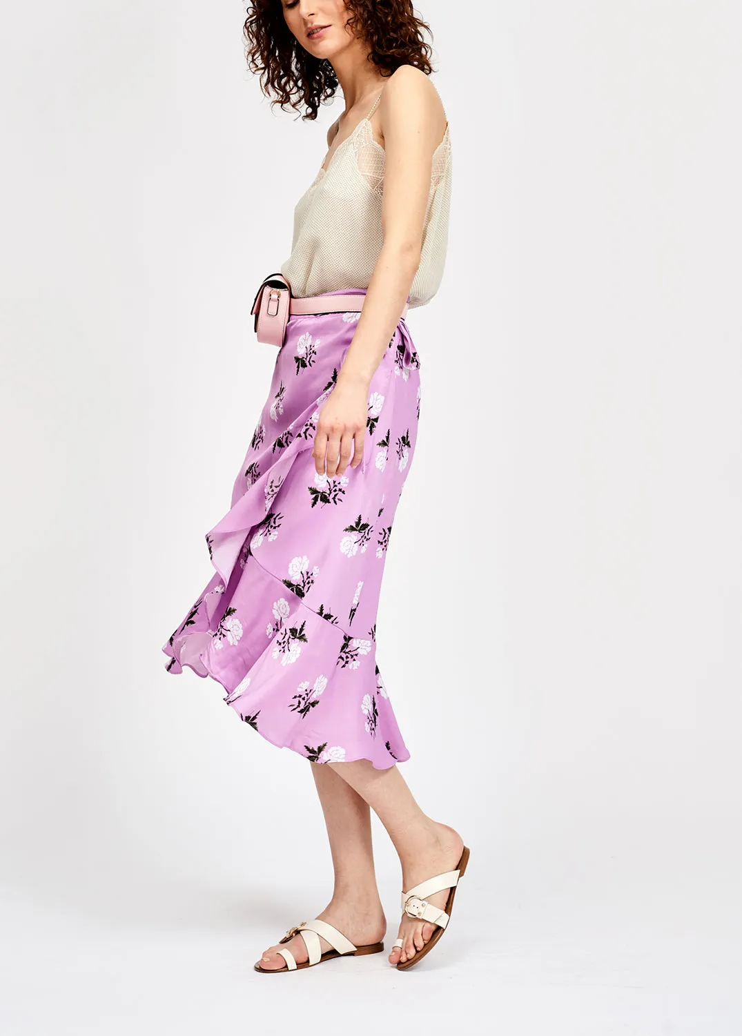 White lace-trimmed polka dot slip top