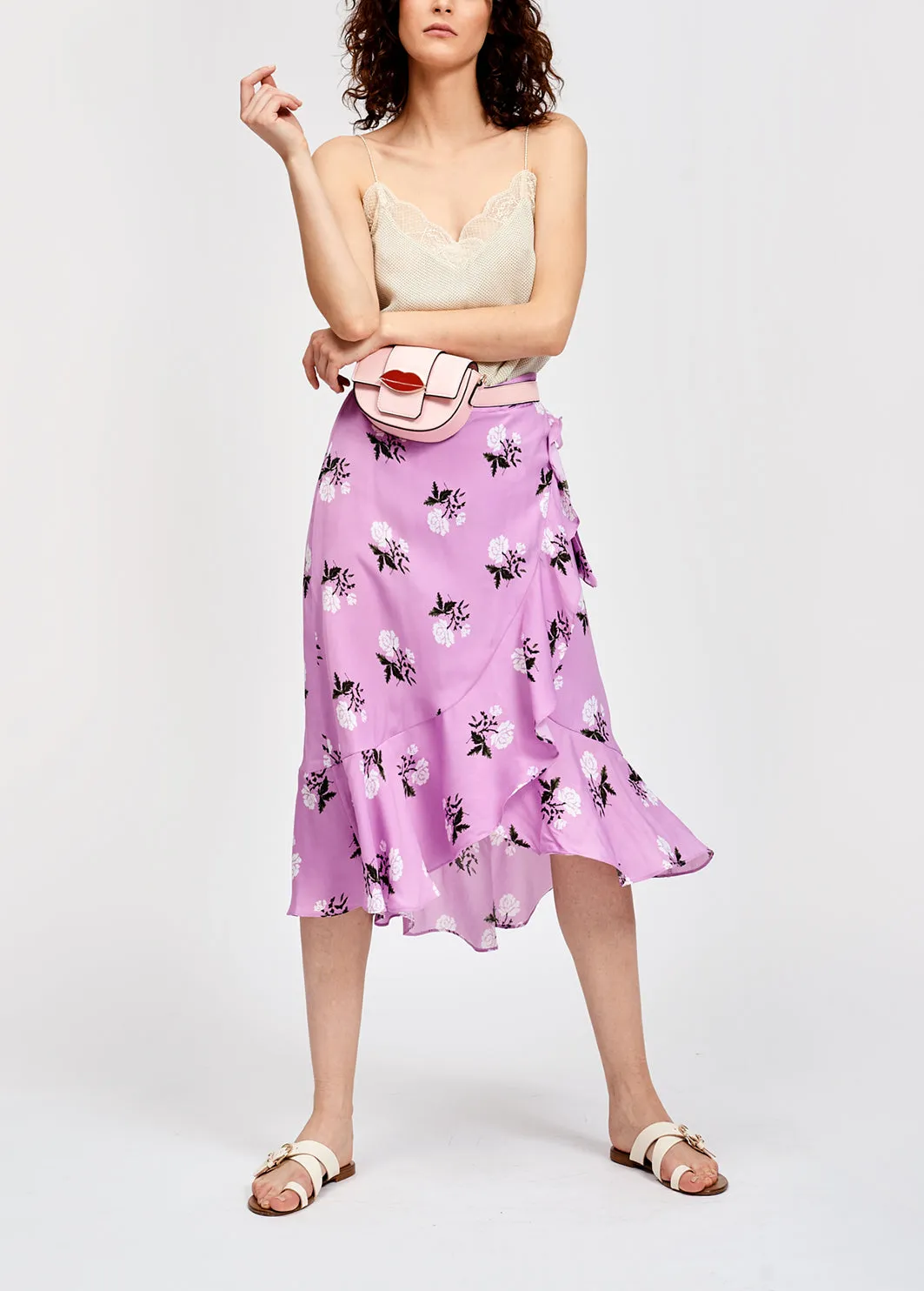 White lace-trimmed polka dot slip top