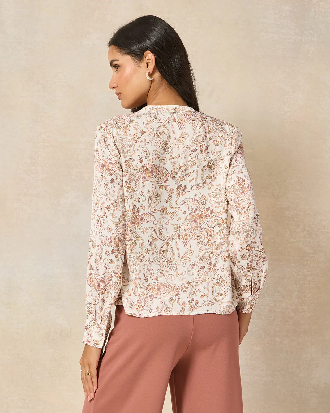Women Pink Centre Pleat Neck Gathered Blouse