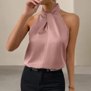Women Top Elegant Satin Tank Top Women Summer Blouse