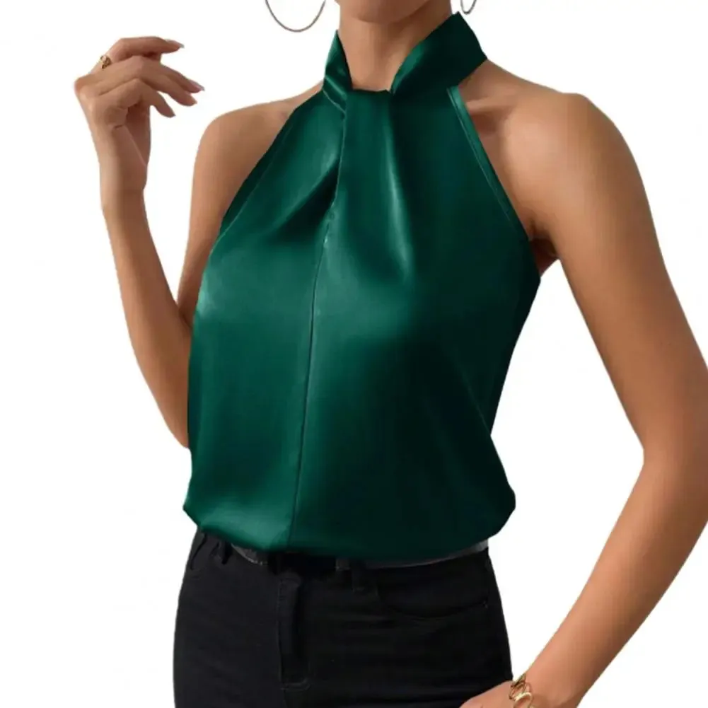 Women Top Elegant Satin Tank Top Women Summer Blouse