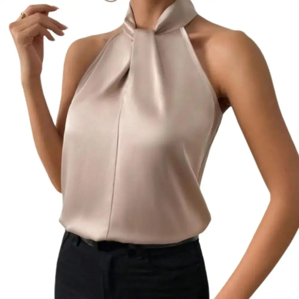 Women Top Elegant Satin Tank Top Women Summer Blouse