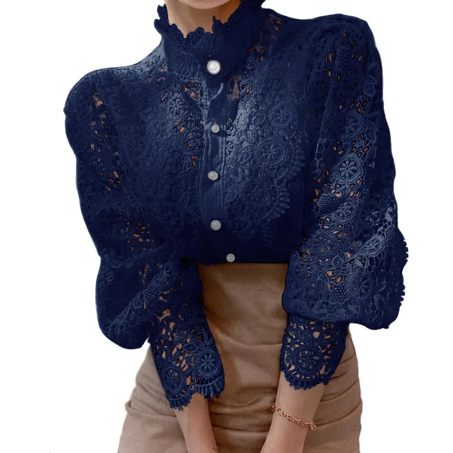 women's chiffon shirt long sleeve blouses patchwork british style solid color