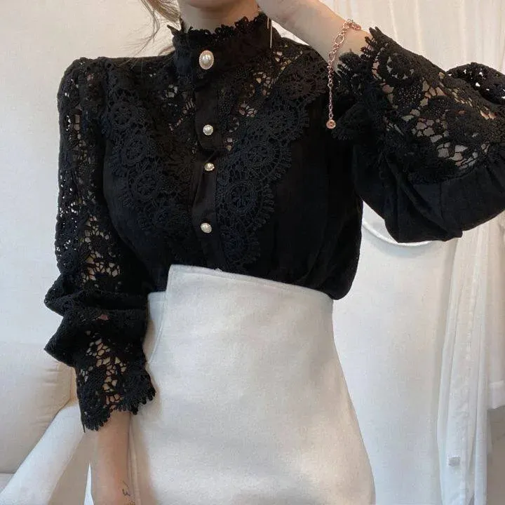 women's chiffon shirt long sleeve blouses patchwork british style solid color