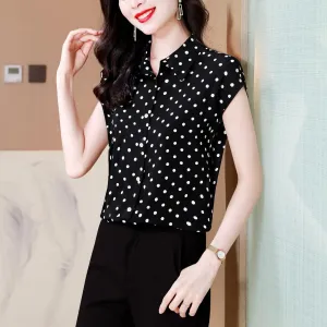 Women's Classic Vintage Blouse in Wrinkle-Resistant Dobby Satin