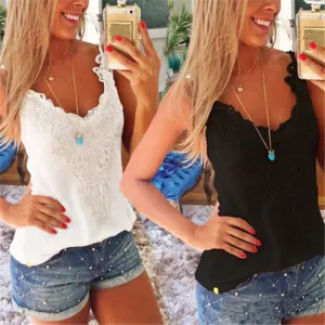 Womens Lace Crochet Camisole Sleeveless Blouses Tank Tops