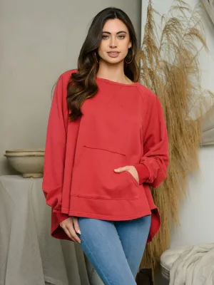 WOMEN'S LONG SLEEVE HOODED PULLOVER TOP