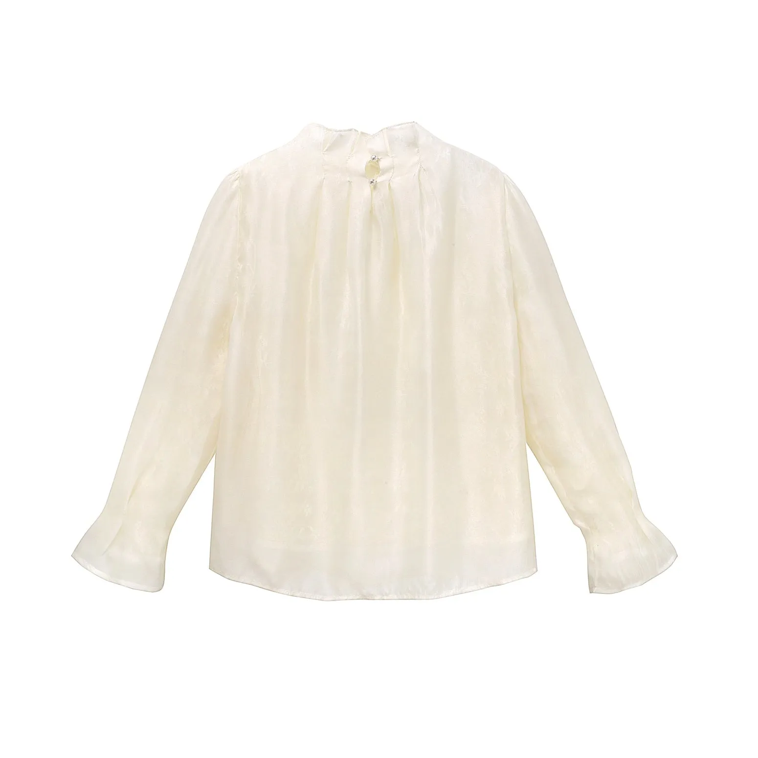 Women's Long Sleeve Solid Color Blouse with Stand-Up Collar
